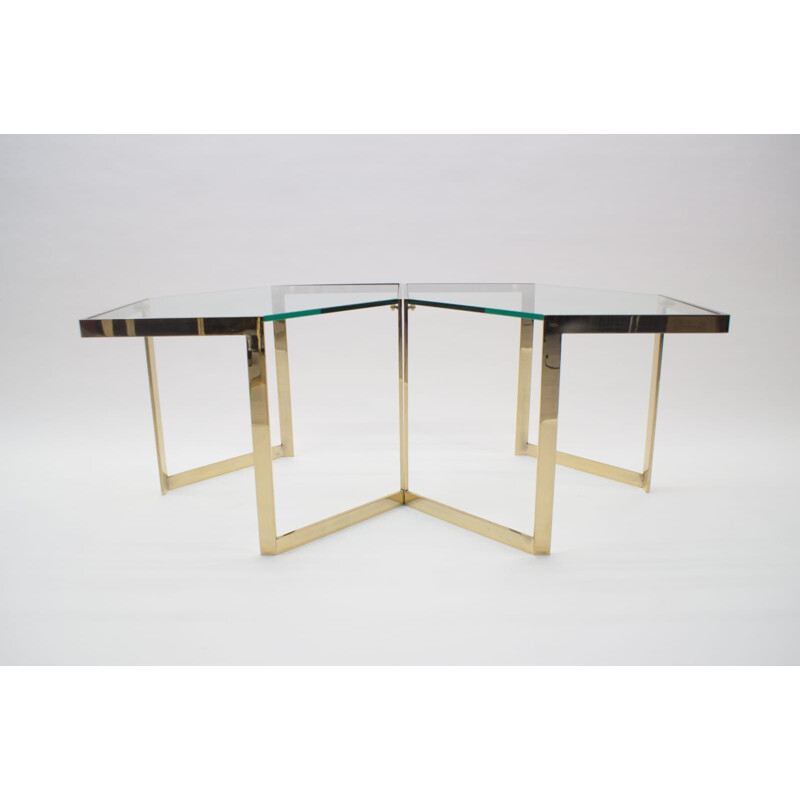 Set of 4 French Brass Side Tables, 1960s
