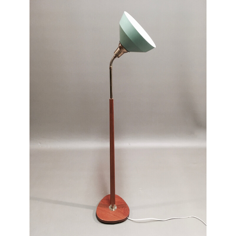 Floor lamp Scandinavian teak and metal Design 1950 vintage modular