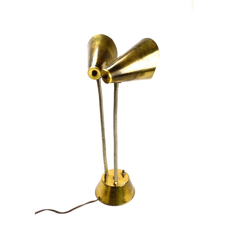 Pair of Light Brass Mid-Century desk Lamp, France, 1960