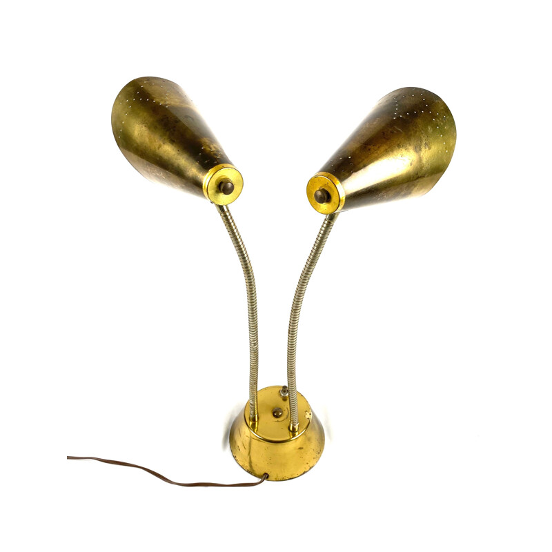 Pair of Light Brass Mid-Century desk Lamp, France, 1960