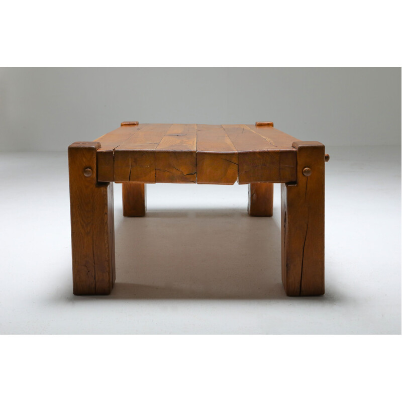 Vintage solid oak coffee table 1960