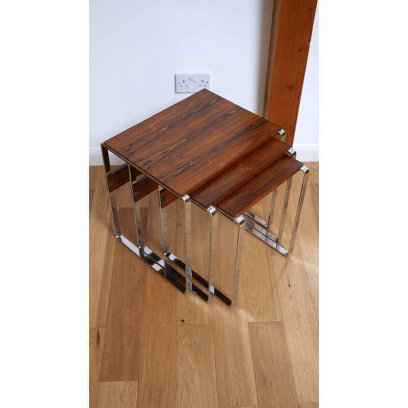 Set of three Scandinavian nesting tables in rosewood - 1970s