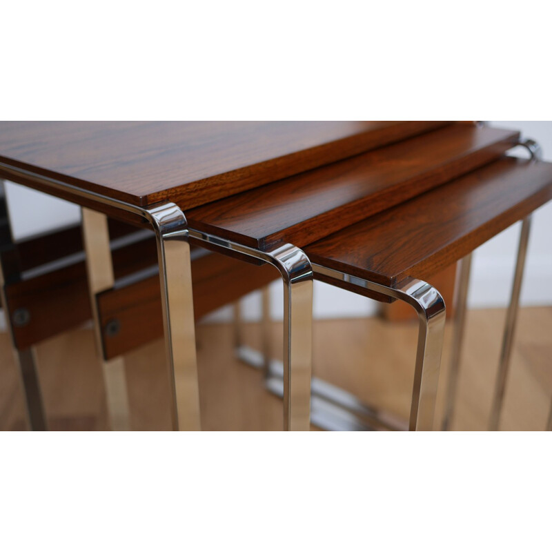 Set of three Scandinavian nesting tables in rosewood - 1970s