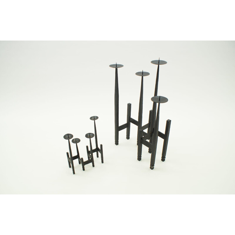 Pair of Candlesticks mid century in rough wrought iron 1960