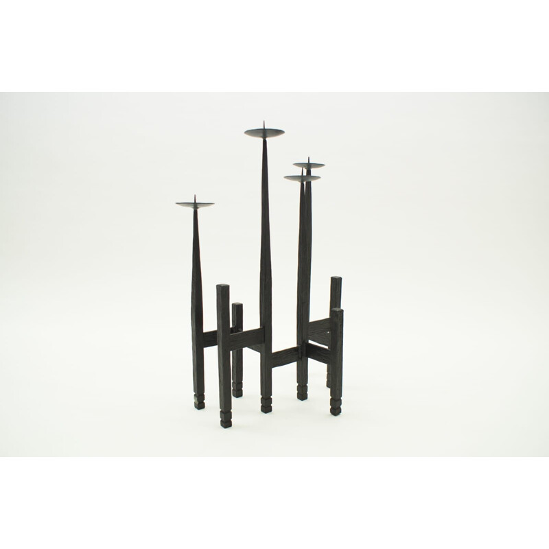 Pair of Candlesticks mid century in rough wrought iron 1960