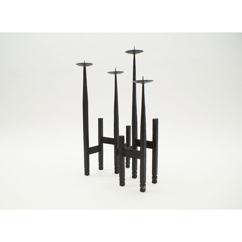 Pair of Candlesticks mid century in rough wrought iron 1960