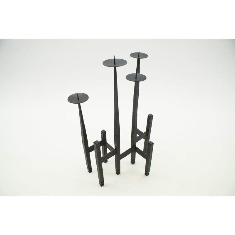 Pair of Candlesticks mid century in rough wrought iron 1960