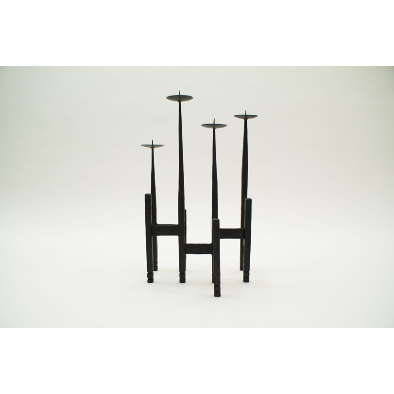 Pair of Candlesticks mid century in rough wrought iron 1960