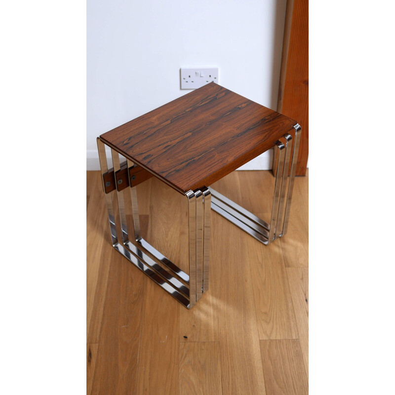 Set of three Scandinavian nesting tables in rosewood - 1970s