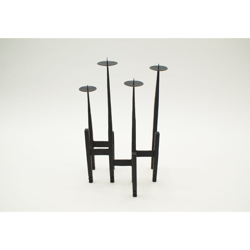 Pair of Candlesticks mid century in rough wrought iron 1960