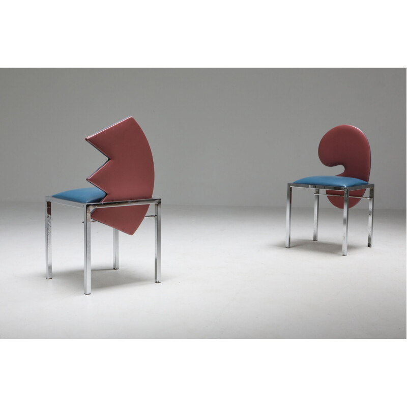 Set of 4 vintage chairs Saporiti Warhol, Malevich, Kandinsky, Fontana 1980