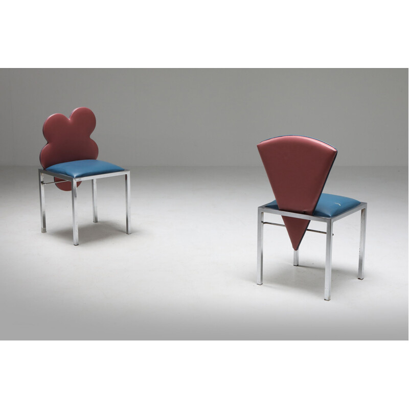 Set of 4 vintage chairs Saporiti Warhol, Malevich, Kandinsky, Fontana 1980