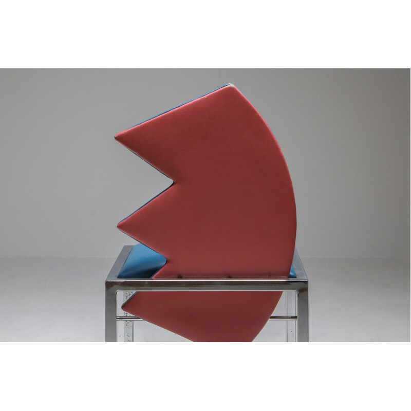 Ensemble de 4 chaises vintage Saporiti Warhol, Malevich, Kandinsky, Fontana 1980
