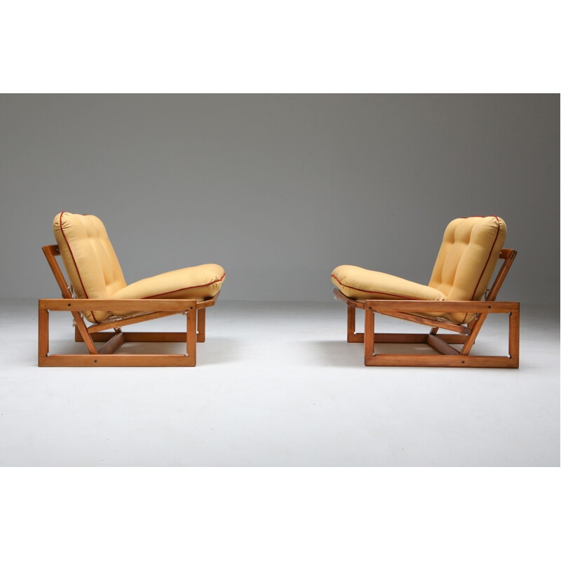 Vintage pair of lounge armchairs Cassina 'Carlotta' by Afra and Tobia Scarpa 1960