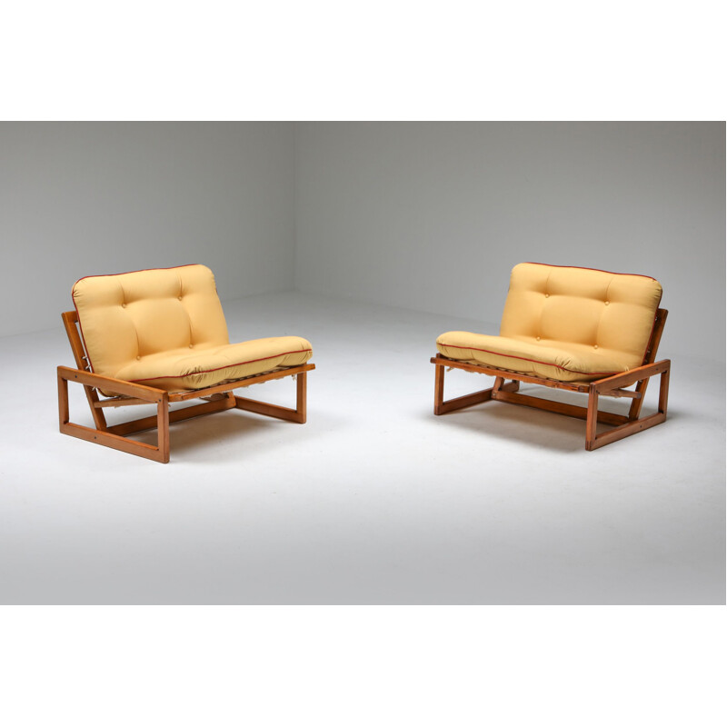 Vintage pair of lounge armchairs Cassina 'Carlotta' by Afra and Tobia Scarpa 1960