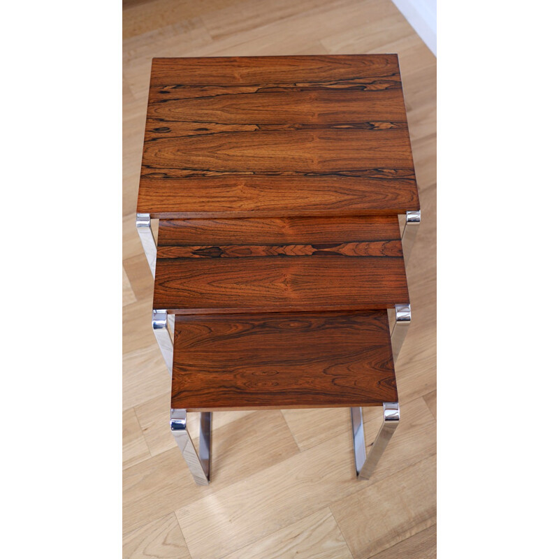 Set of three Scandinavian nesting tables in rosewood - 1970s