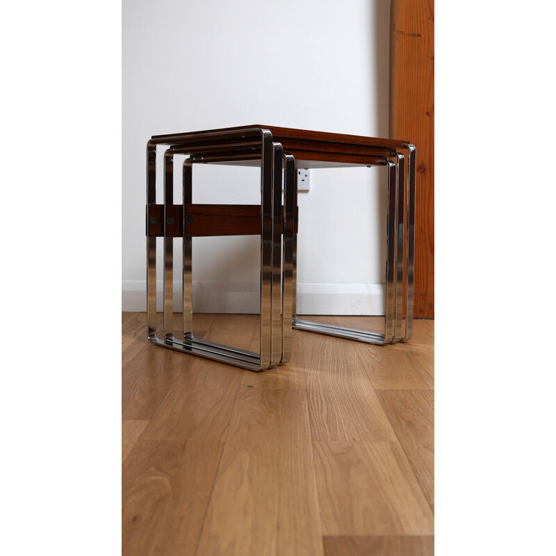 Set of three Scandinavian nesting tables in rosewood - 1970s