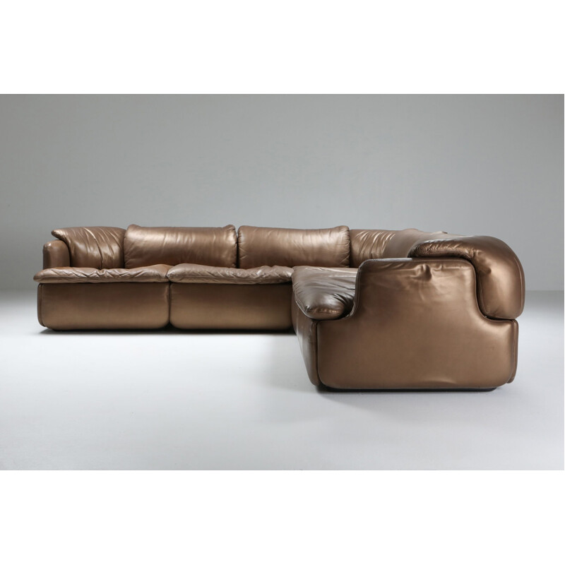 Canapé sectionnel vintage Bronze Cuir Saporiti 'Confidentiel'