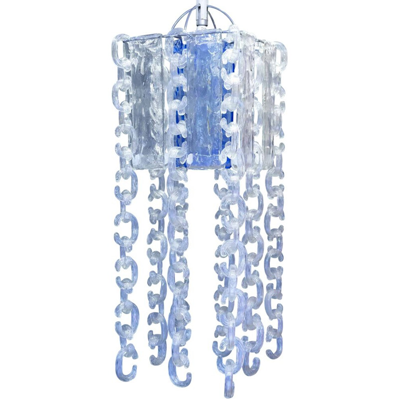 Vintage chandelier in iridescent Murano glass Fratelli Toso 1960