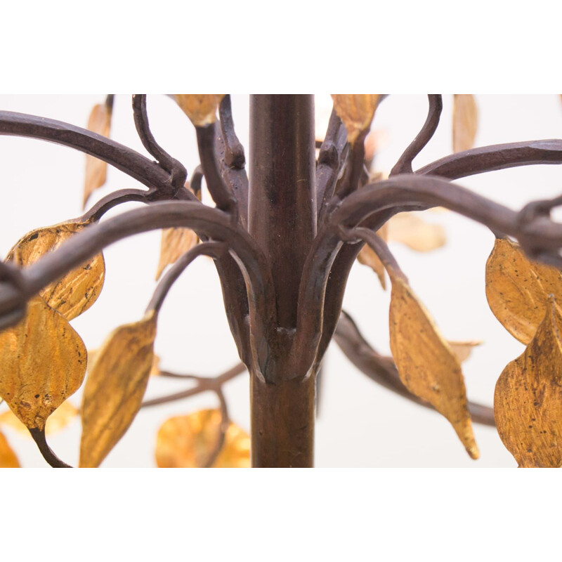 French vintage gilded wrought iron pendant lamp, 1970