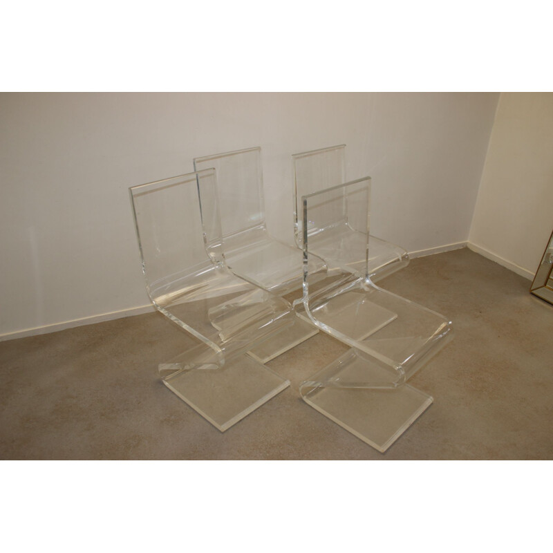 Plexiglass or Luctie Design Chairs Z model Gerrit Rietveld model