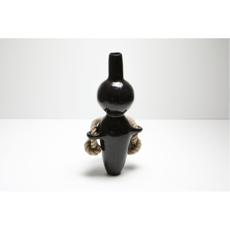 Vase vintage en céramique avec détail de corde par Harvey Bouterse 2018