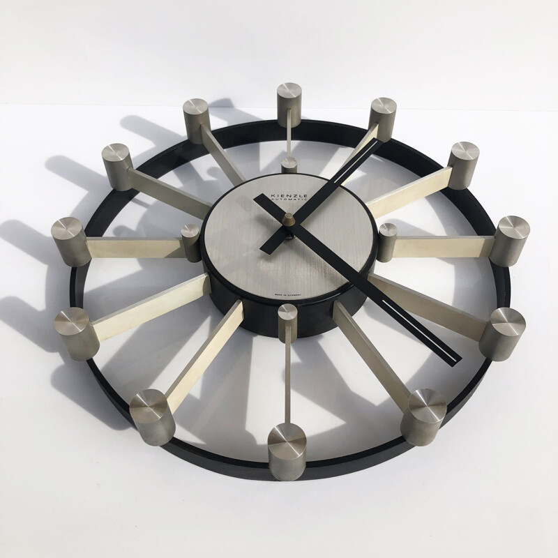 Large Vintage Wall Clock by Heinrich Moller for Kienzle