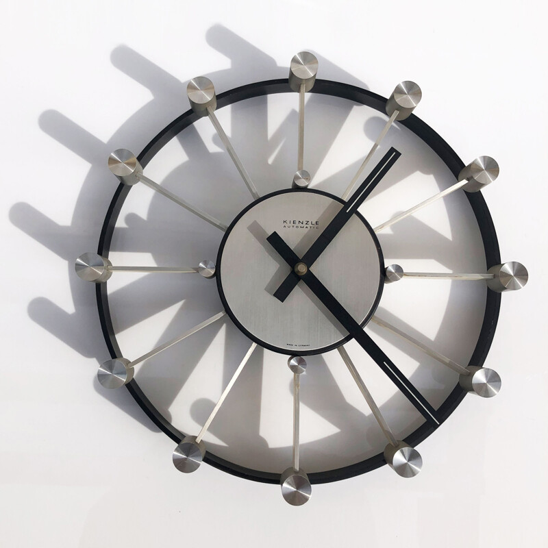 Large Vintage Wall Clock by Heinrich Moller for Kienzle