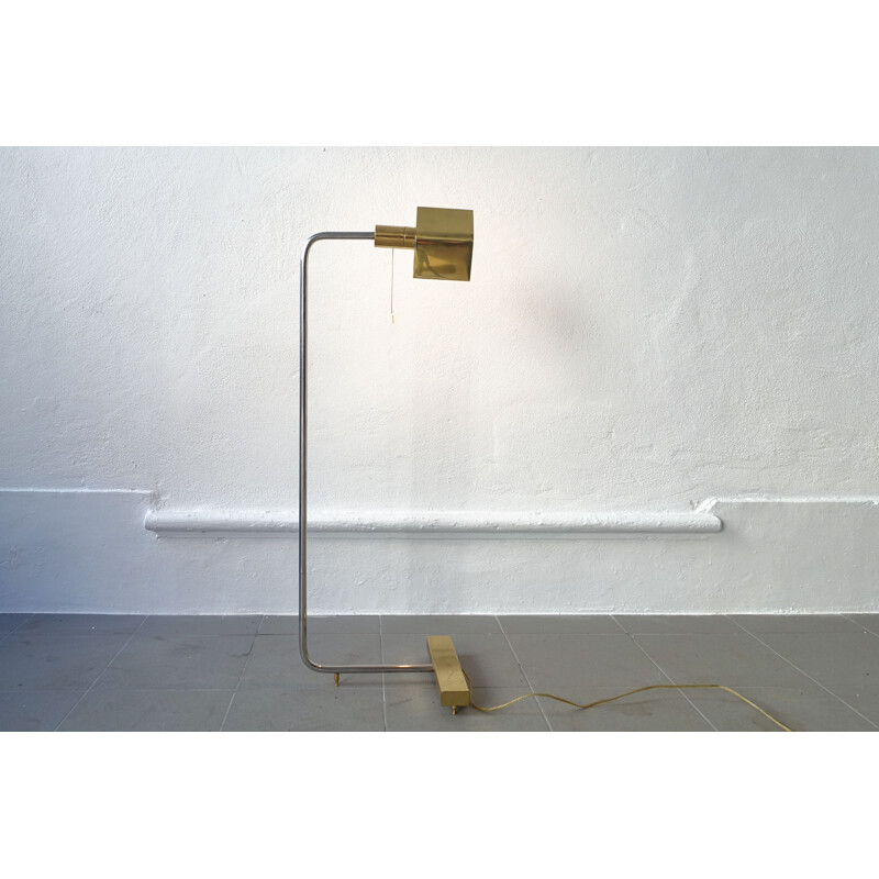 Lampe de sol vintage Cedric Hartman en laiton et chrome