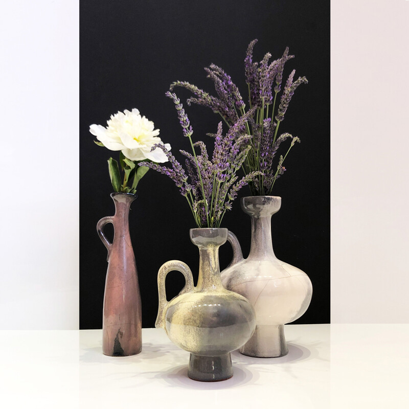 Trio de vases vintage amphores en céramique par Otto Gerharz - Allemagne 1960