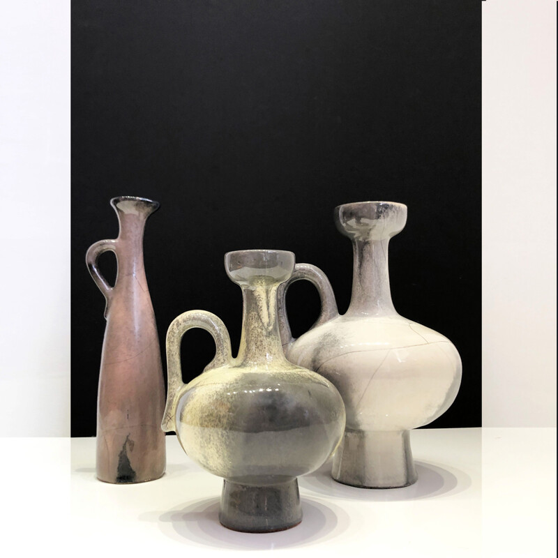 Trio de vases vintage amphores en céramique par Otto Gerharz - Allemagne 1960