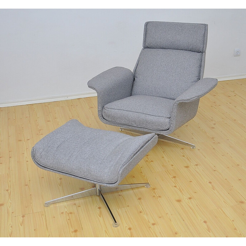 Lounge Chair mid century with Ottoman by Hans Kaufeld, 1960s