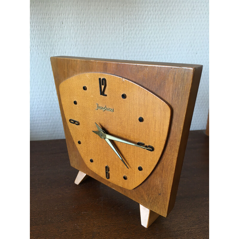 Mid-Century Wooden Clock from Junghans, 1950s