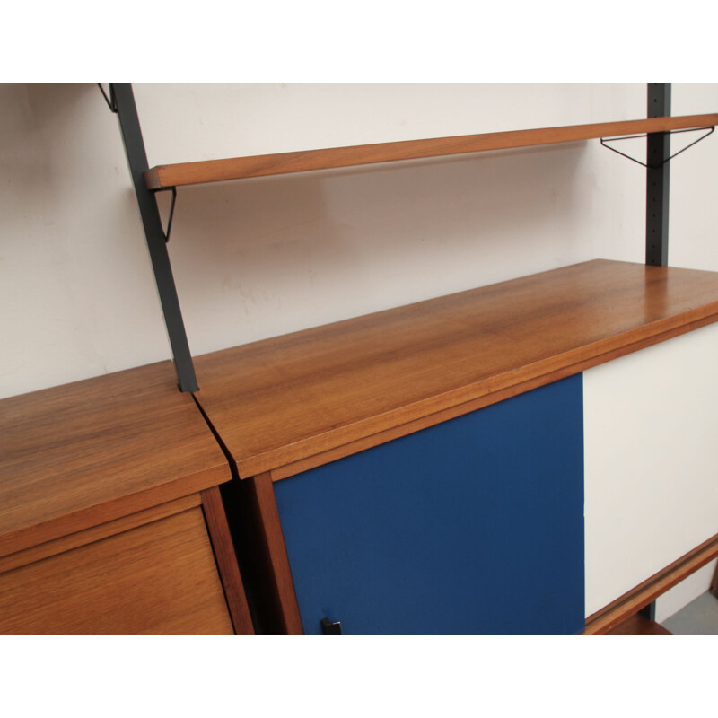 Wall unit with bureau vintage in walnut, Olof Pira 1960s