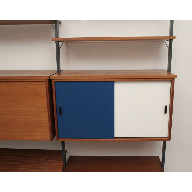 Wall unit with bureau vintage in walnut, Olof Pira 1960s