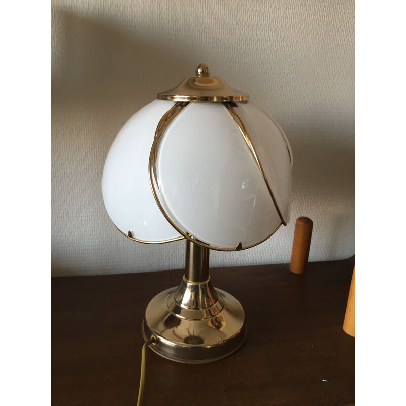 Vintage Regency Brass and Glass Table Lamp, 1970s