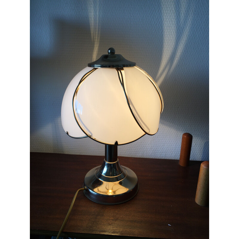 Lampe de table Vintage Regency en laiton et verre, 1970