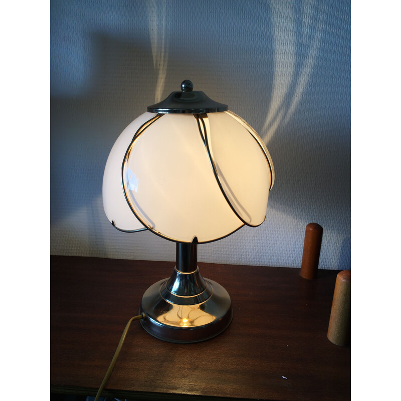 Vintage Regency Brass and Glass Table Lamp, 1970s