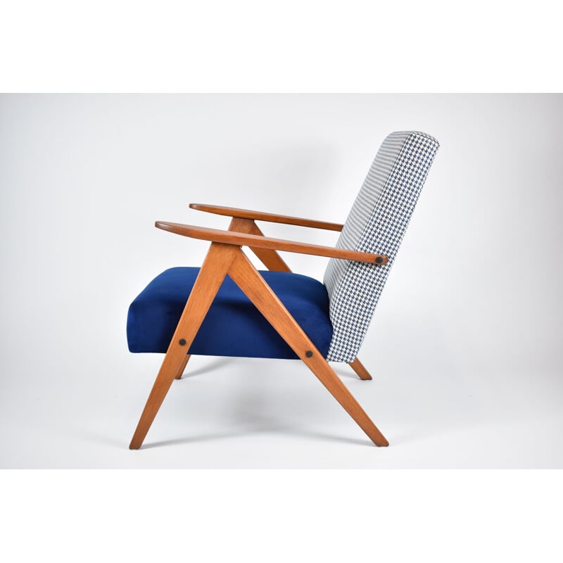 Fauteuil vintage scandinave Poule en velours B-310 VAR,1960