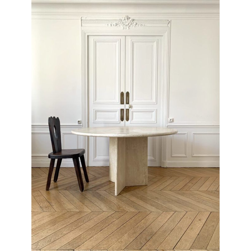 Dining Table vintage Round Travertine