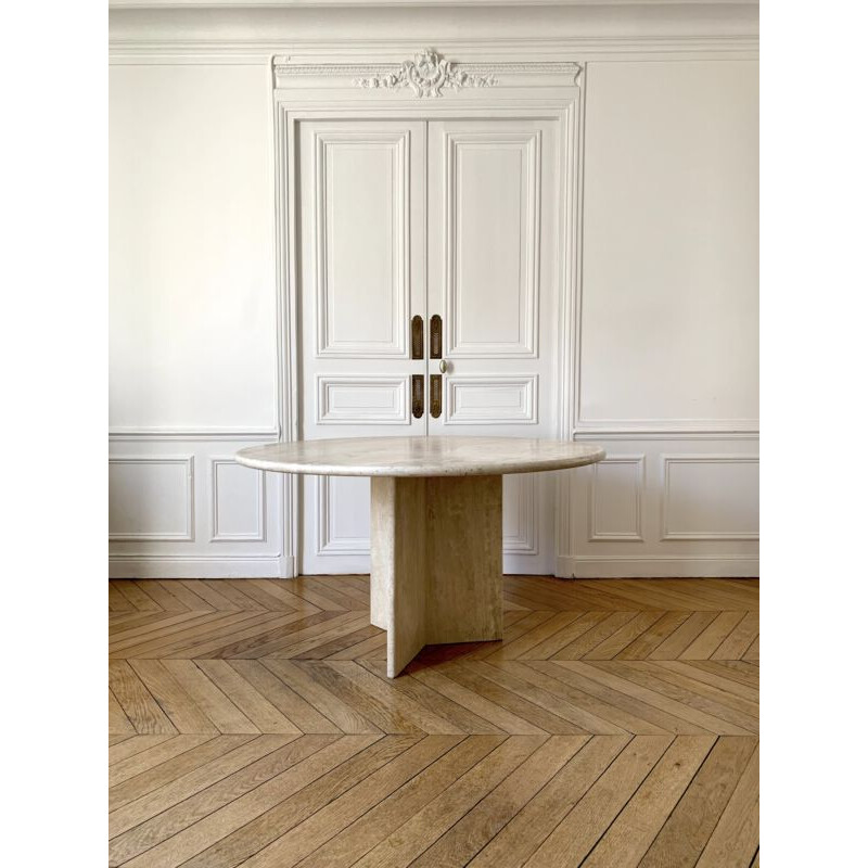 Dining Table vintage Round Travertine