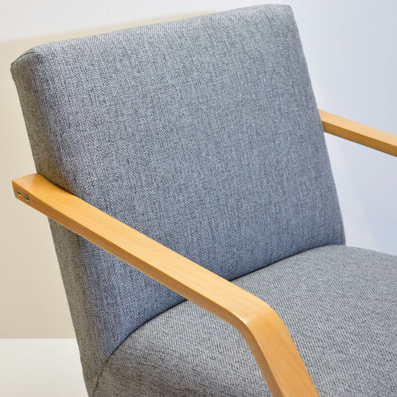 Vintage heated armchair in grey beech 1950