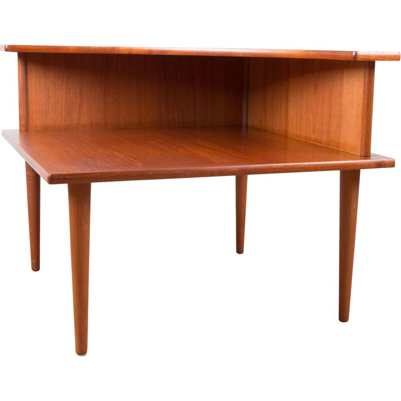 Mesa de café Vintage de teca dinamarquesa com 2 níveis, 1960