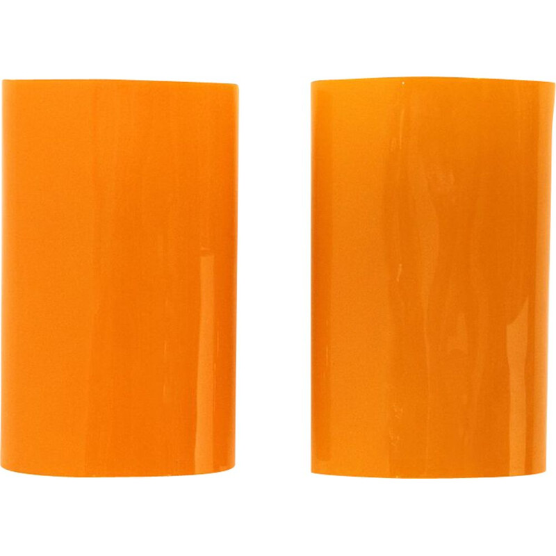 Pair of orange glass wall lamps by Alessandro Pianon for Vistosi, 1960s