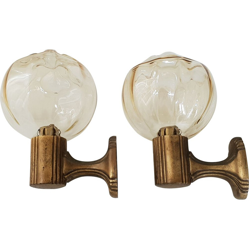 Pair of 1970's vintage bronze sconces