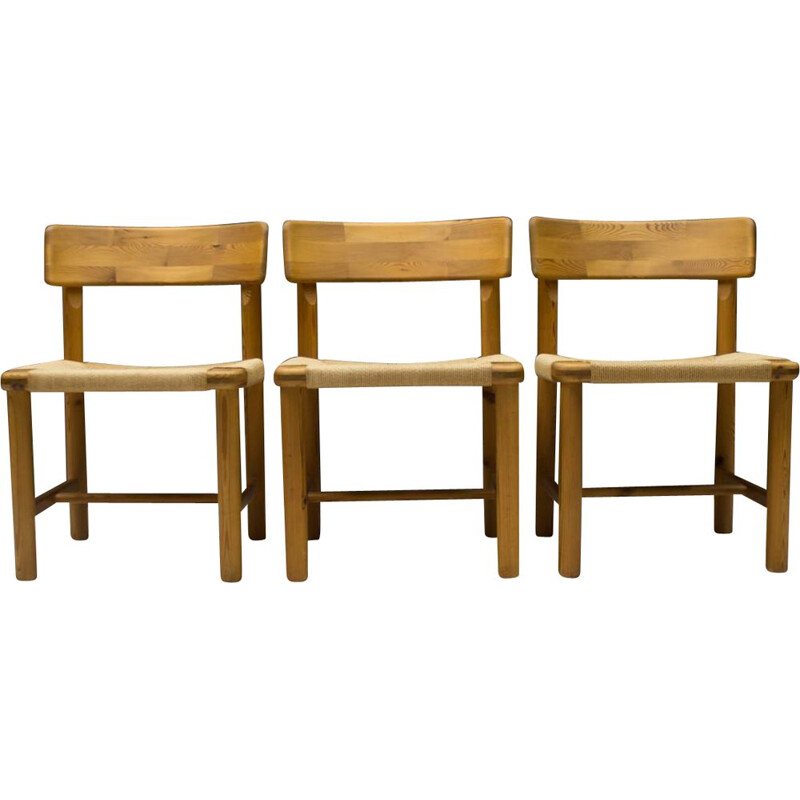 Set of 3 Scandinavian Wood Side Chairs, 1960s