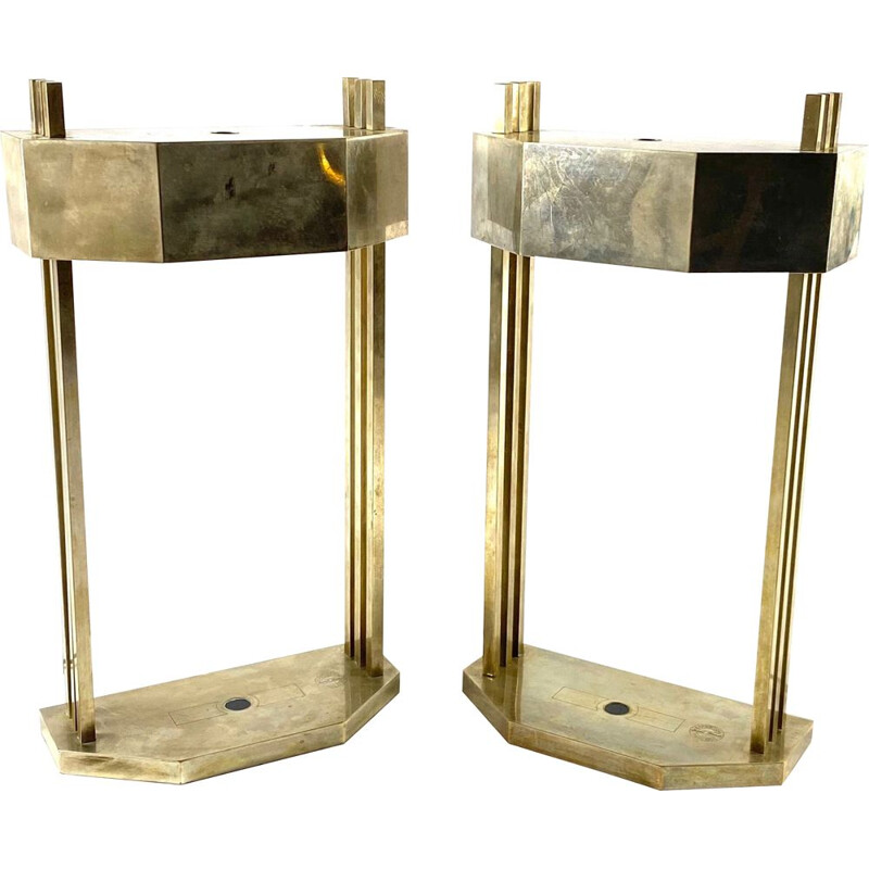 Pair of vintage cubist Bauhaus lamps for Paris Expo 1925