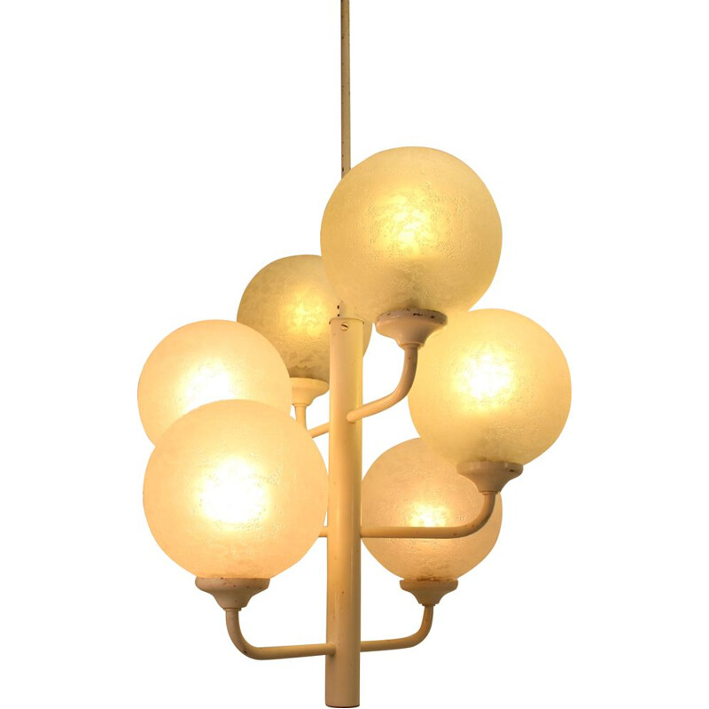 White pendant lamp with white bulbs 