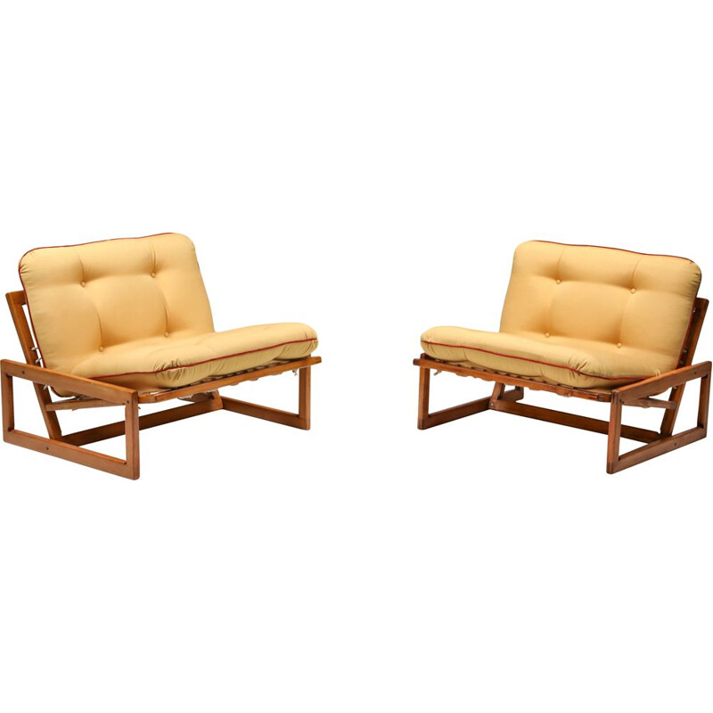 Vintage pair of lounge armchairs Cassina 'Carlotta' by Afra and Tobia Scarpa 1960