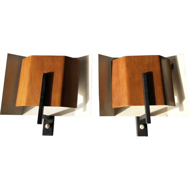 Pair of vintage modernist wall lights by Louis Kalff for Philips. Netherlands 1960